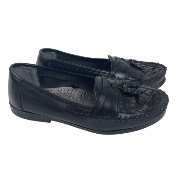 Deer Stags Loafer Black Herman Dress Shoe Tassel Weave Mens SIze 9M main image 7